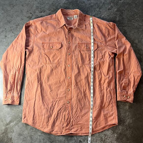 L.L. Bean Men's Large Tall Faded Terracotta Cotton Canvas Work Shirt - Picture 6 of 8
